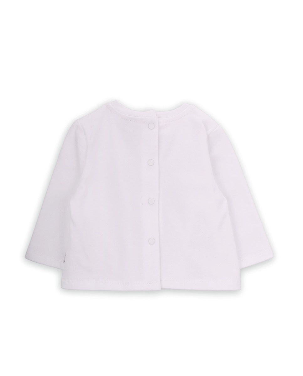 T-shirt para Bebé de Algodão Orgânico com Desenho Frontal KNOT Branco-2
