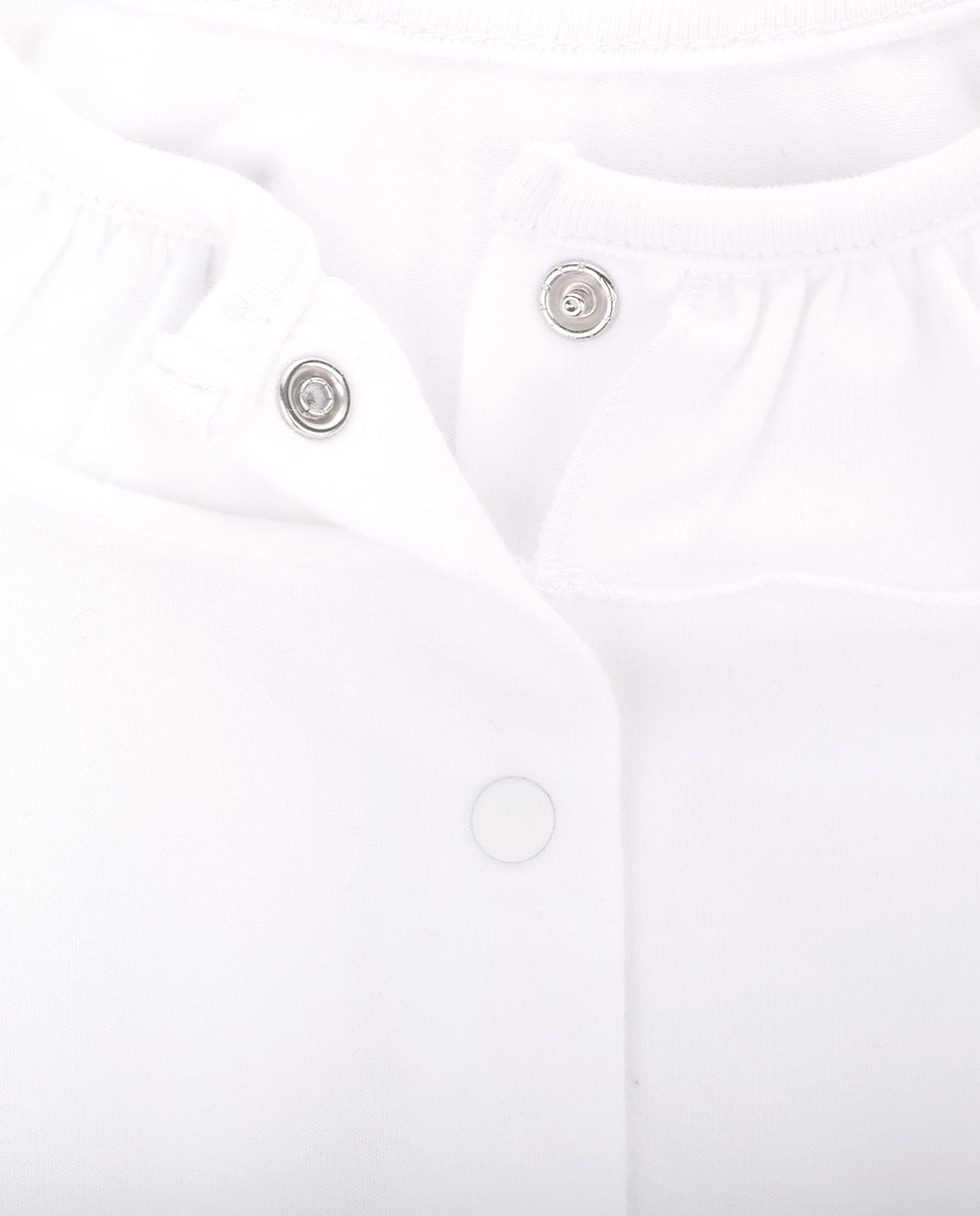 T-shirt para Bebé de Algodão Orgânico com Desenho Frontal KNOT Branco-4