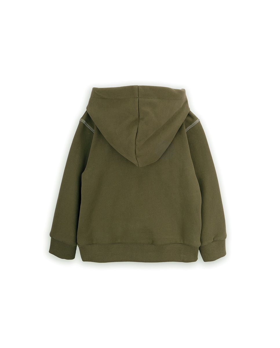 Sweatshirt Infantil com Capuz e Bolso Canguru KNOT Verde-militar-2