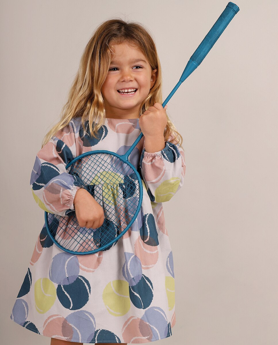 Vestido para Bebé de Bombazina Estampada KNOT Multicolor-3
