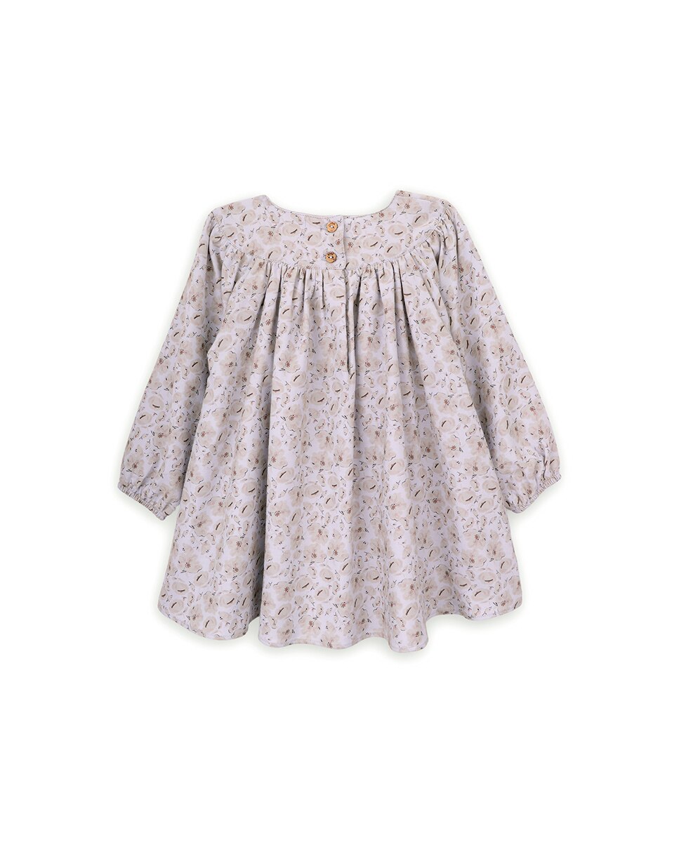 Vestido para Bebé de Manga Comprida com Estampado de Flores KNOT Azul-claro-2