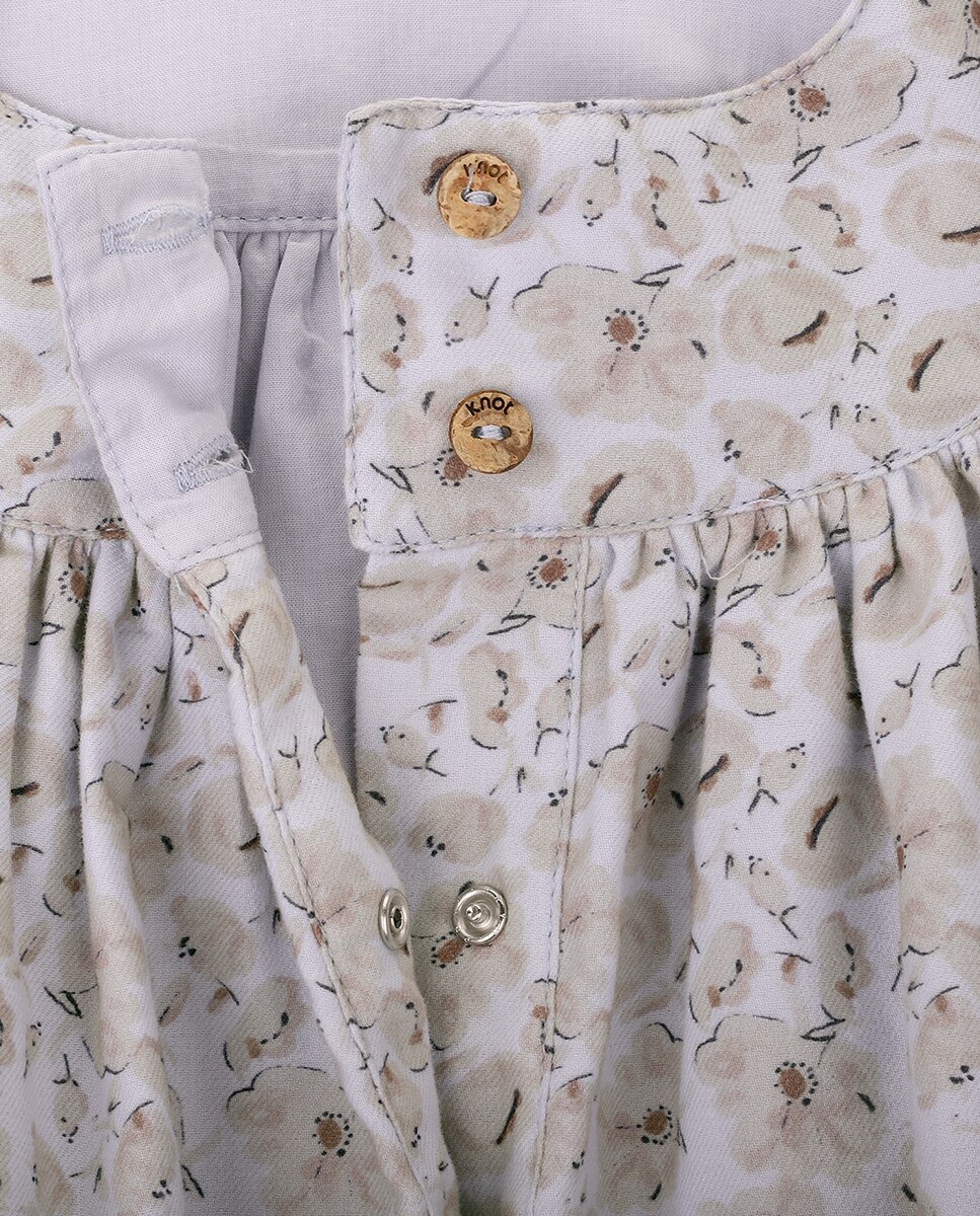 Vestido para Bebé de Manga Comprida com Estampado de Flores KNOT Azul-claro-4
