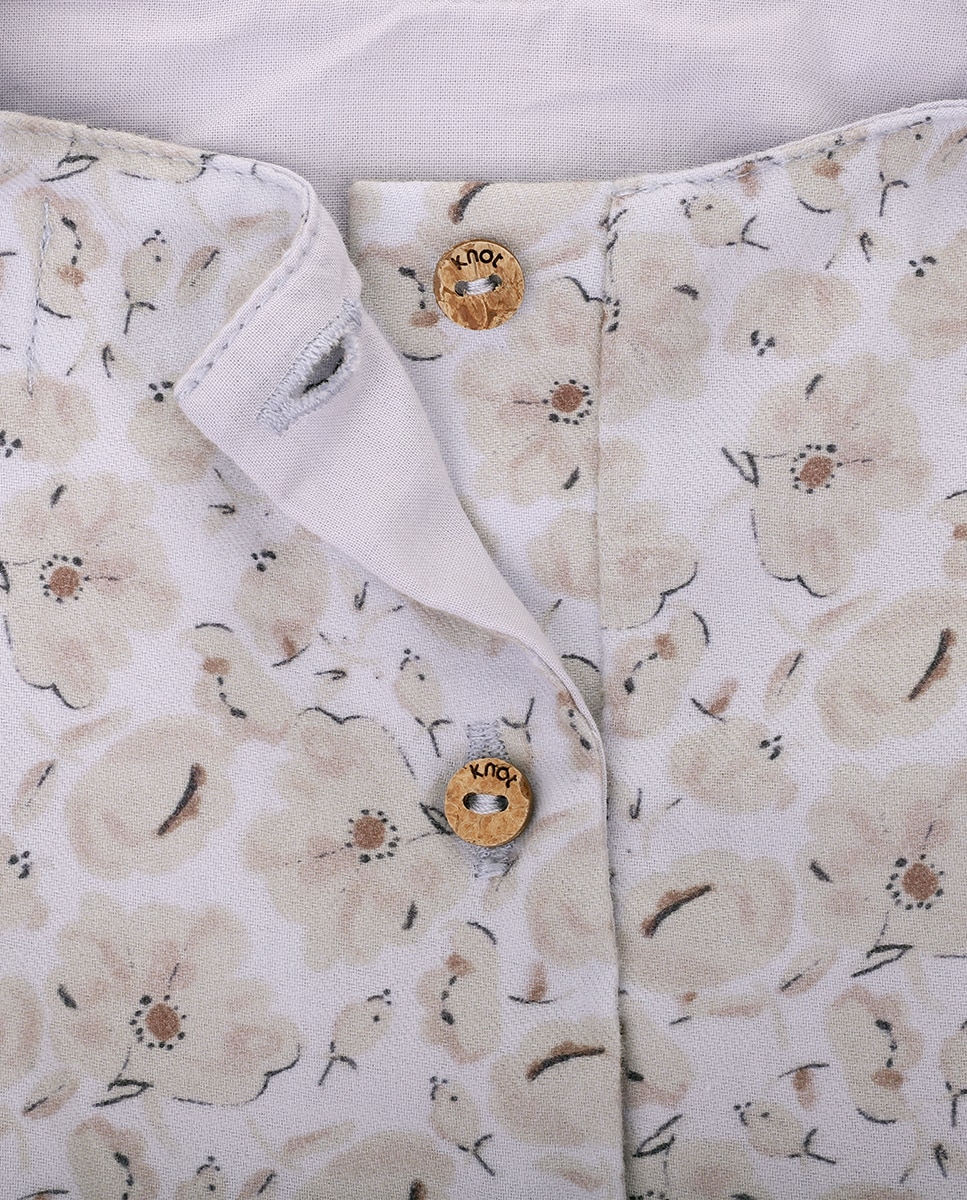 Macacão Curto para Bebé com Estampado de Flores Azul-claro-3