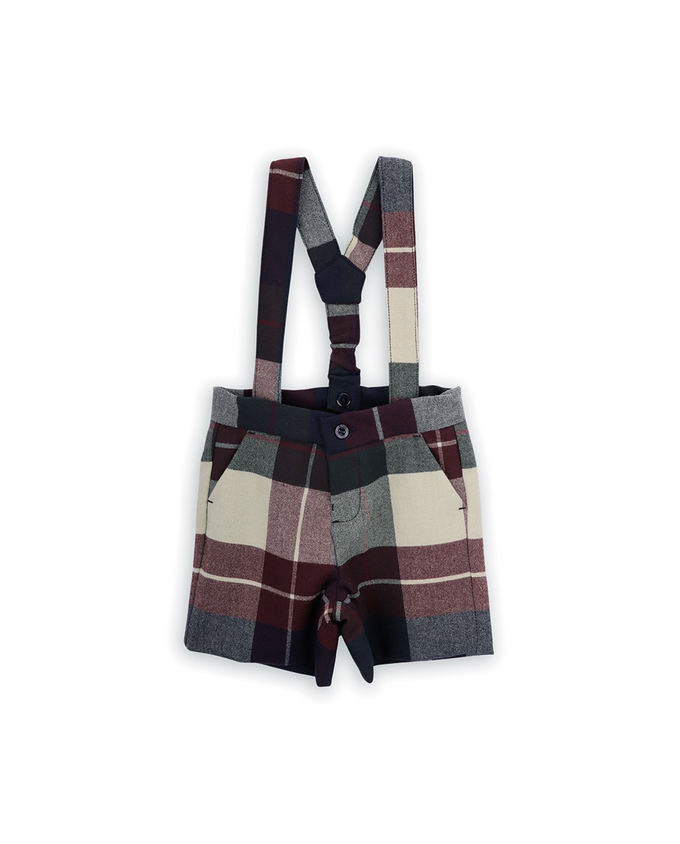 Imagem 0 de Bermuda Infantil aos Quadrados com Alças Amovíveis