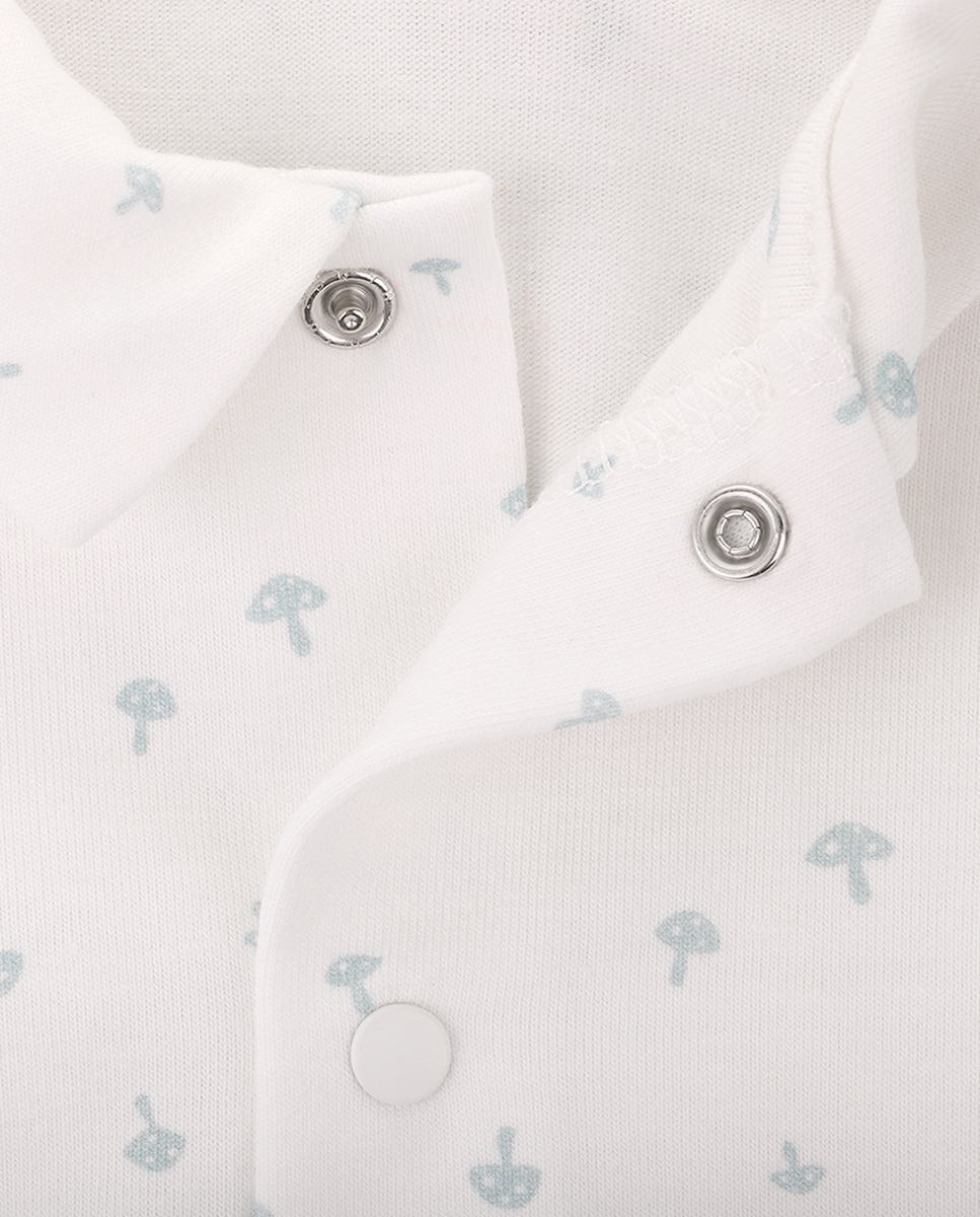 Babygrow de Bebé Menino em Algodão Orgânico com Gola Clássica KNOT Branco-2