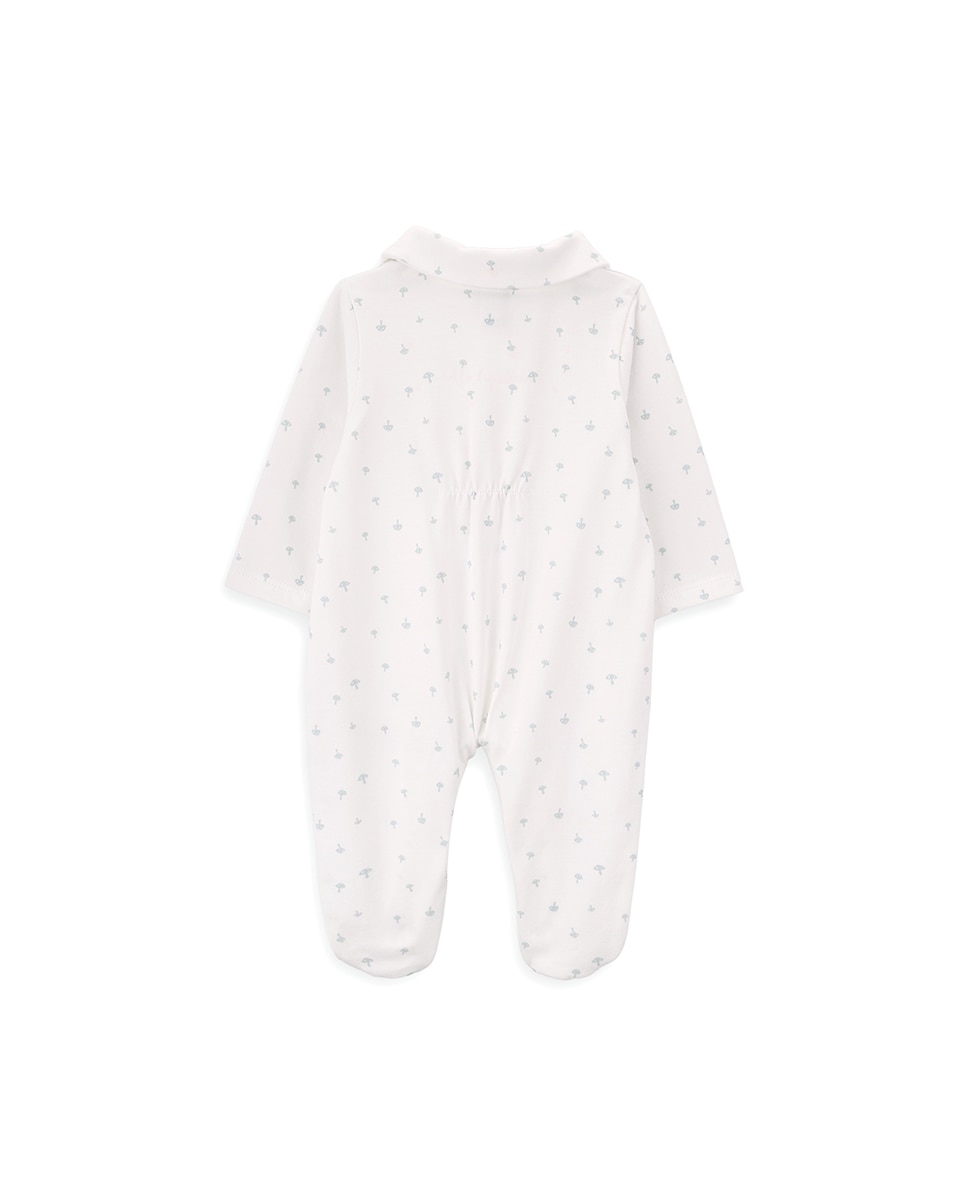Babygrow de Bebé Menino em Algodão Orgânico com Gola Clássica KNOT Branco-3