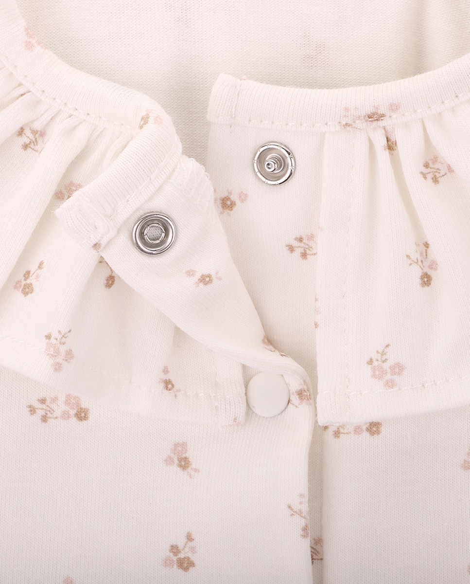 Body de Bebé Menina em Algodão Orgânico com Estampado Floral Branco-3