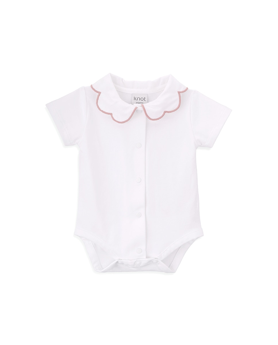 Imagem 0 de Body de Bebé Menina em Algodão Orgânico com Gola Bordada