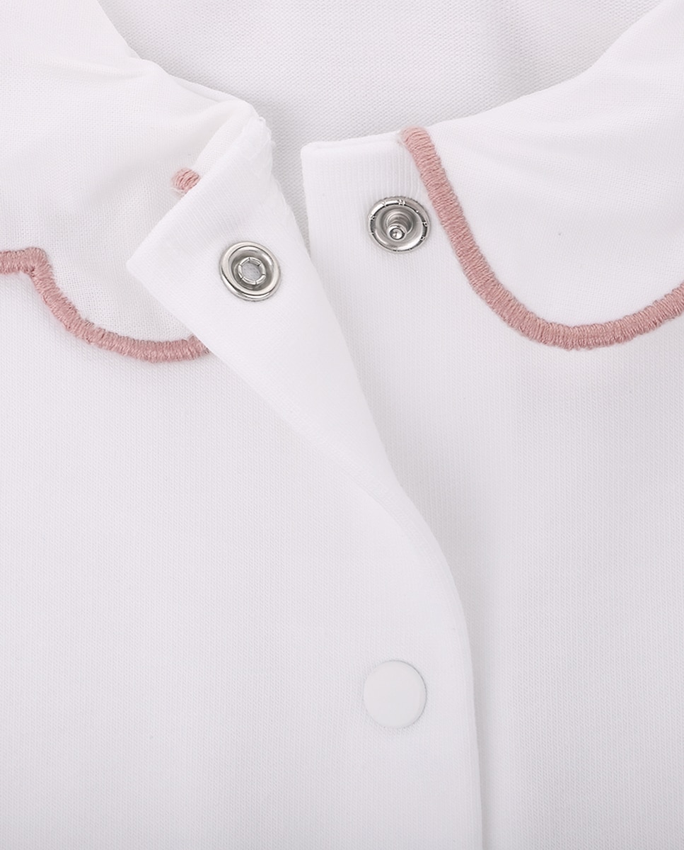 Body de Bebé Menina em Algodão Orgânico com Gola Bordada KNOT Branco-2