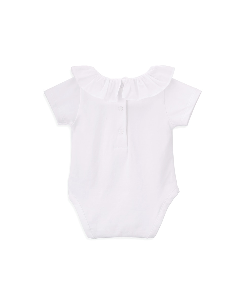 Body de Bebé Menina em Algodão Orgânico com Gola KNOT Branco-2