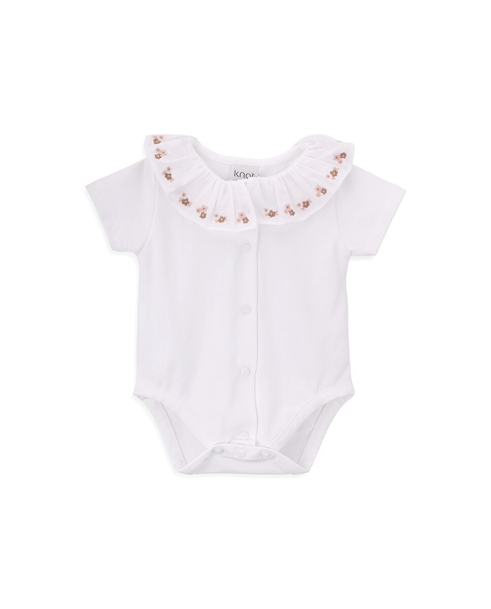 Imagem 0 de Body de Bebé Menina em Algodão Orgânico com Gola Bordada