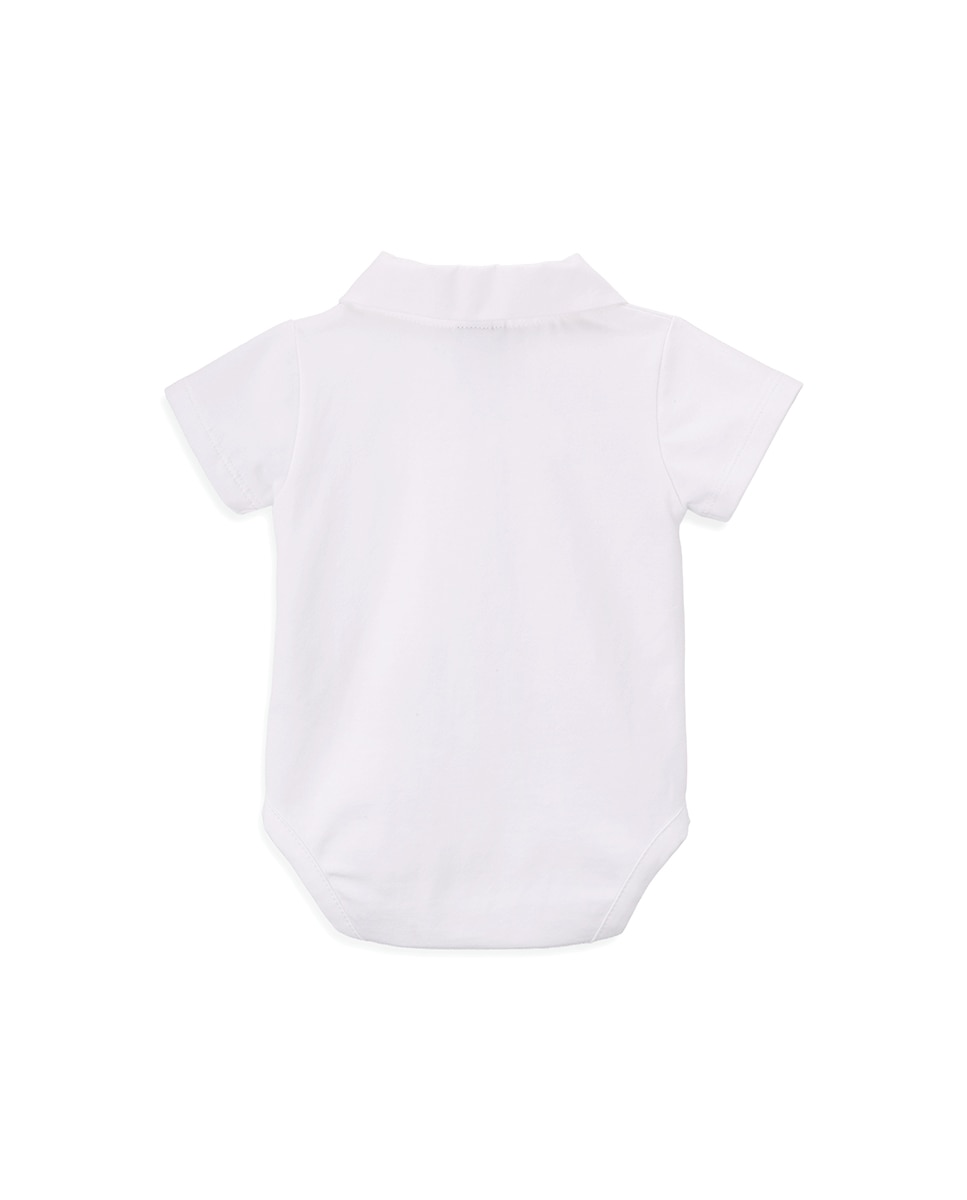 Body de Bebé Menino em Algodão Orgânico com Gola KNOT Branco-3