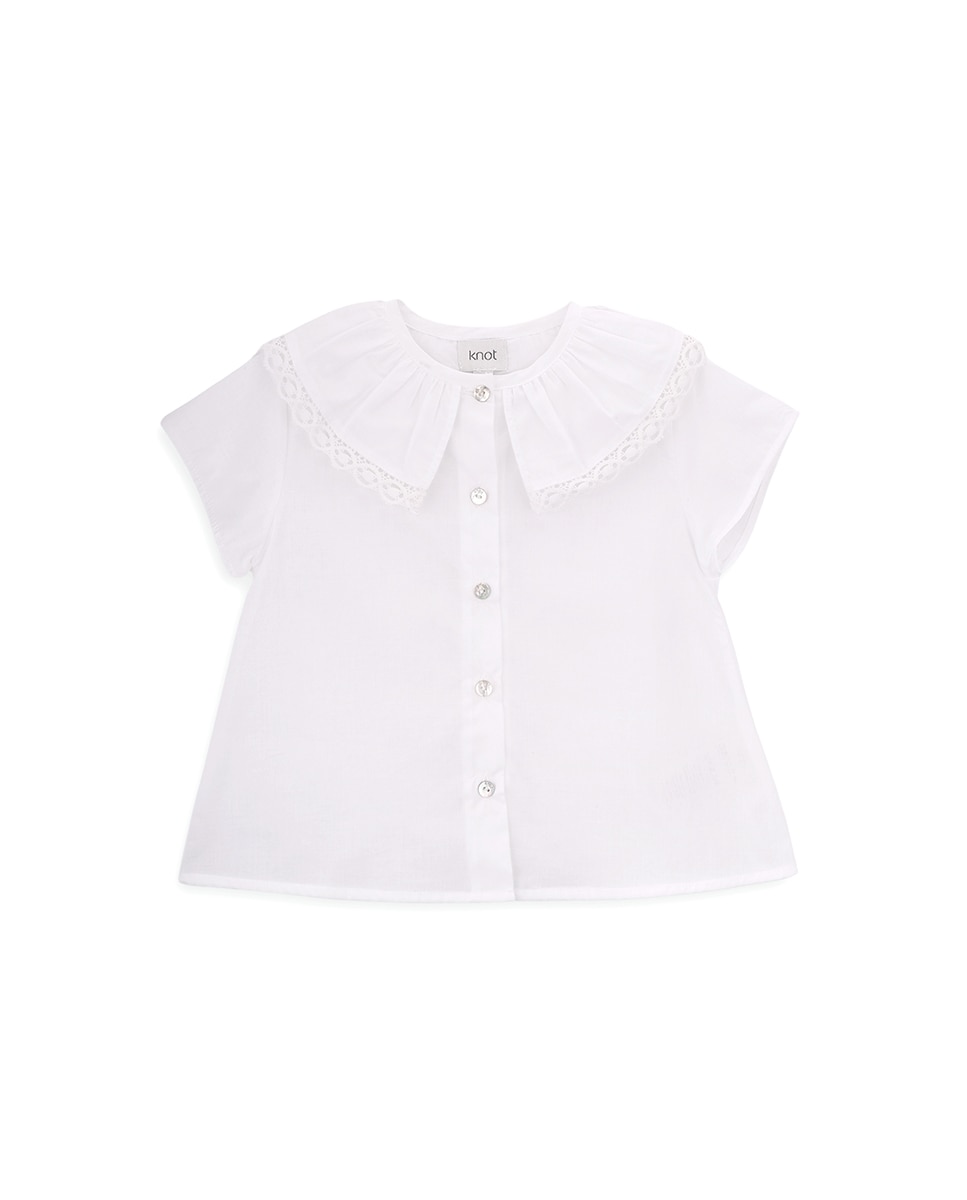 Imagem 0 de Blusa de Menina em Algodão com Gola Bordada