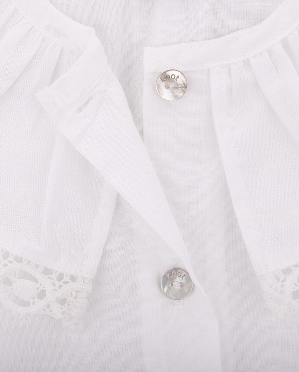 Blusa de Menina em Algodão com Gola Bordada KNOT Branco-2