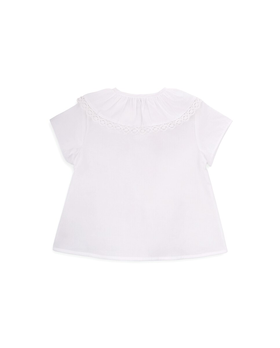 Blusa de Menina em Algodão com Gola Bordada KNOT Branco-3