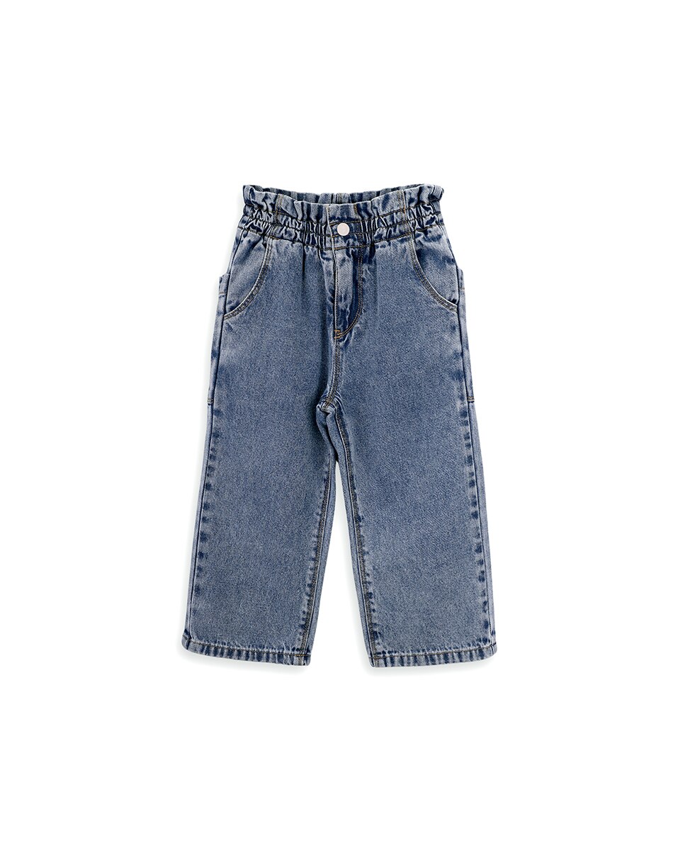 Jeans de Menina com Elástico na Cintura KNOT Azul-1