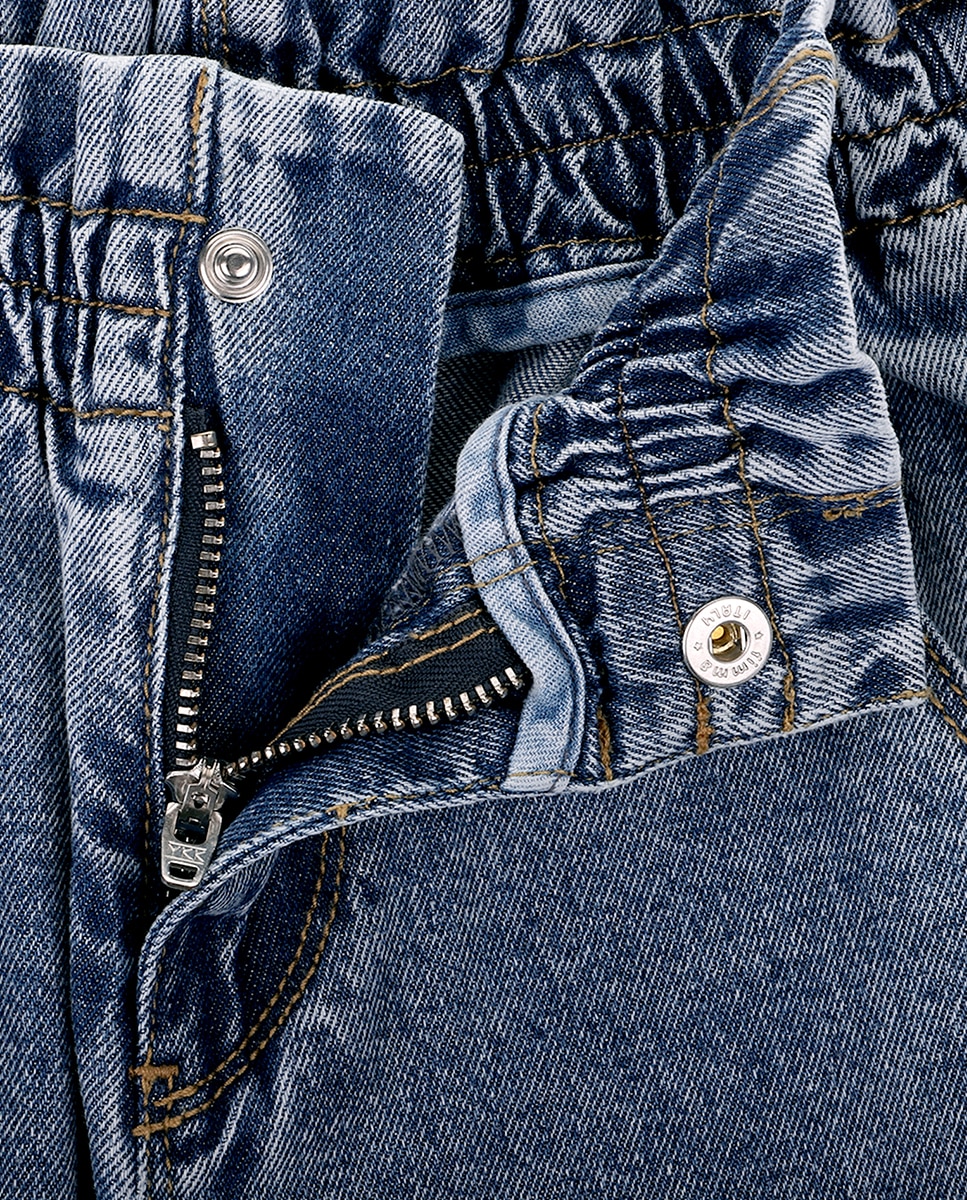Jeans de Menina com Elástico na Cintura KNOT Azul-2