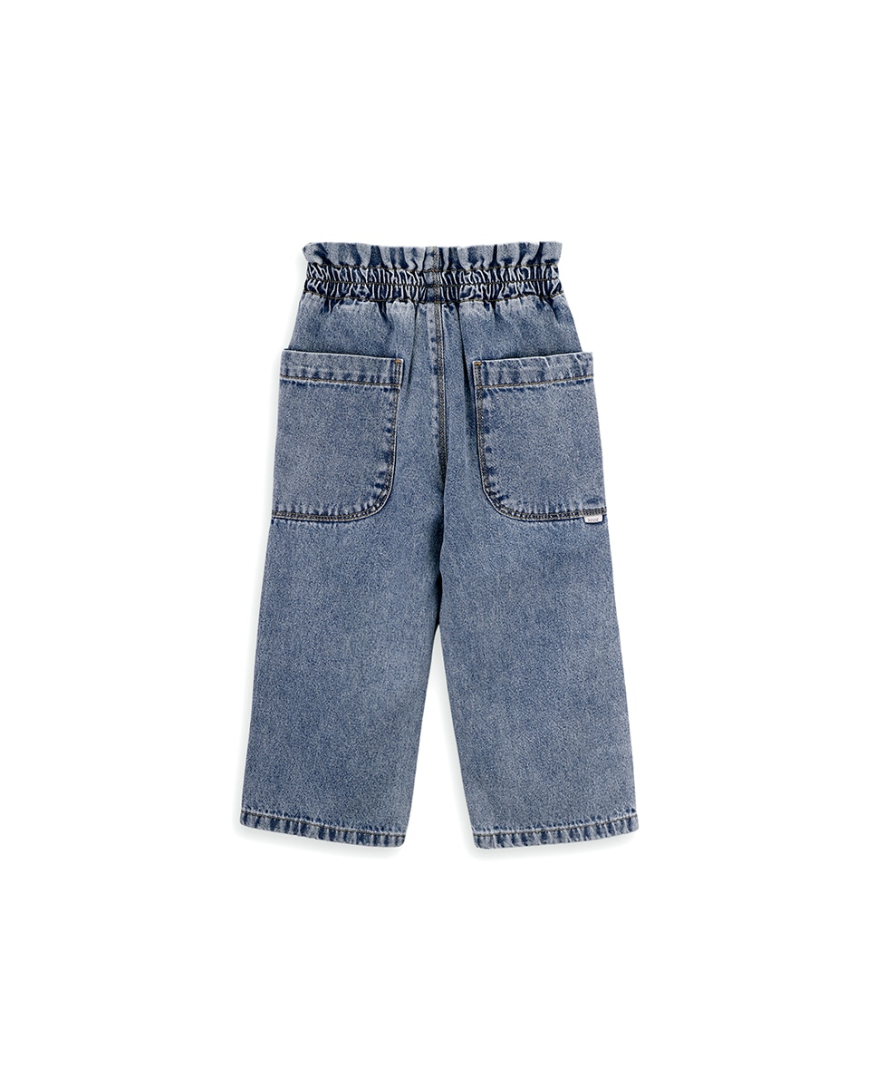 Jeans de Menina com Elástico na Cintura KNOT Azul-3