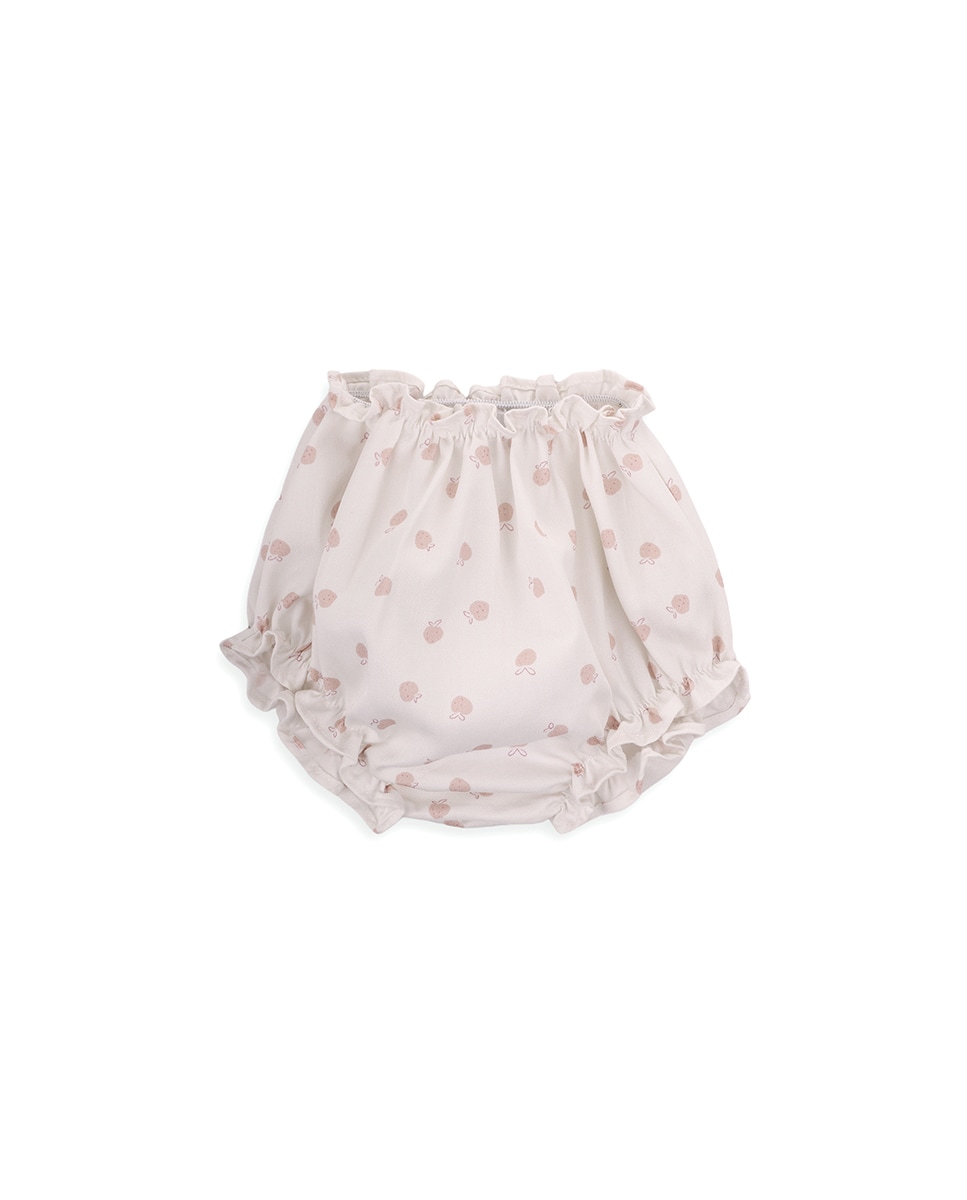 Calções de Bebé Menina em Sarja com Estampado Rosa-1