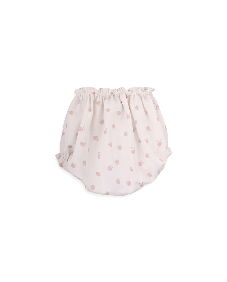 Calções de Bebé Menina em Sarja com Estampado Rosa-3