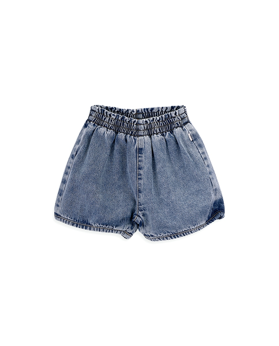 Calções de Ganga de Menina com Elástico na Cintura KNOT Azul-1