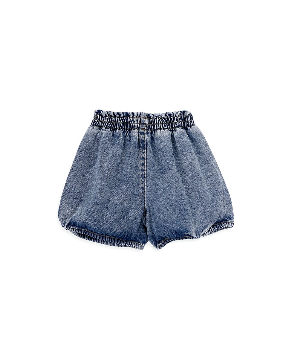 Calções de Ganga de Menina com Elástico na Cintura KNOT Azul-3