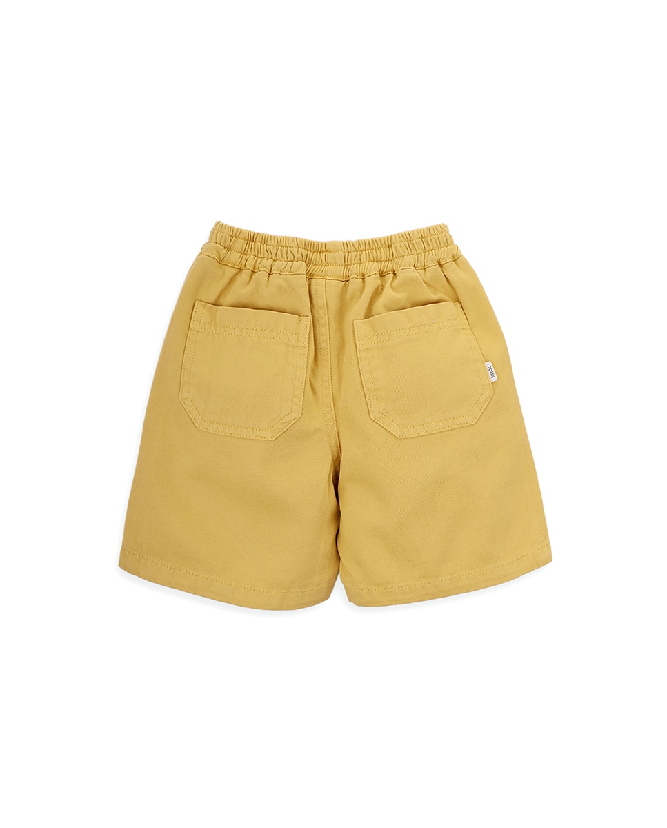 Calções de Menino em Sarja com Elástico na Cintura KNOT Amarelo-3
