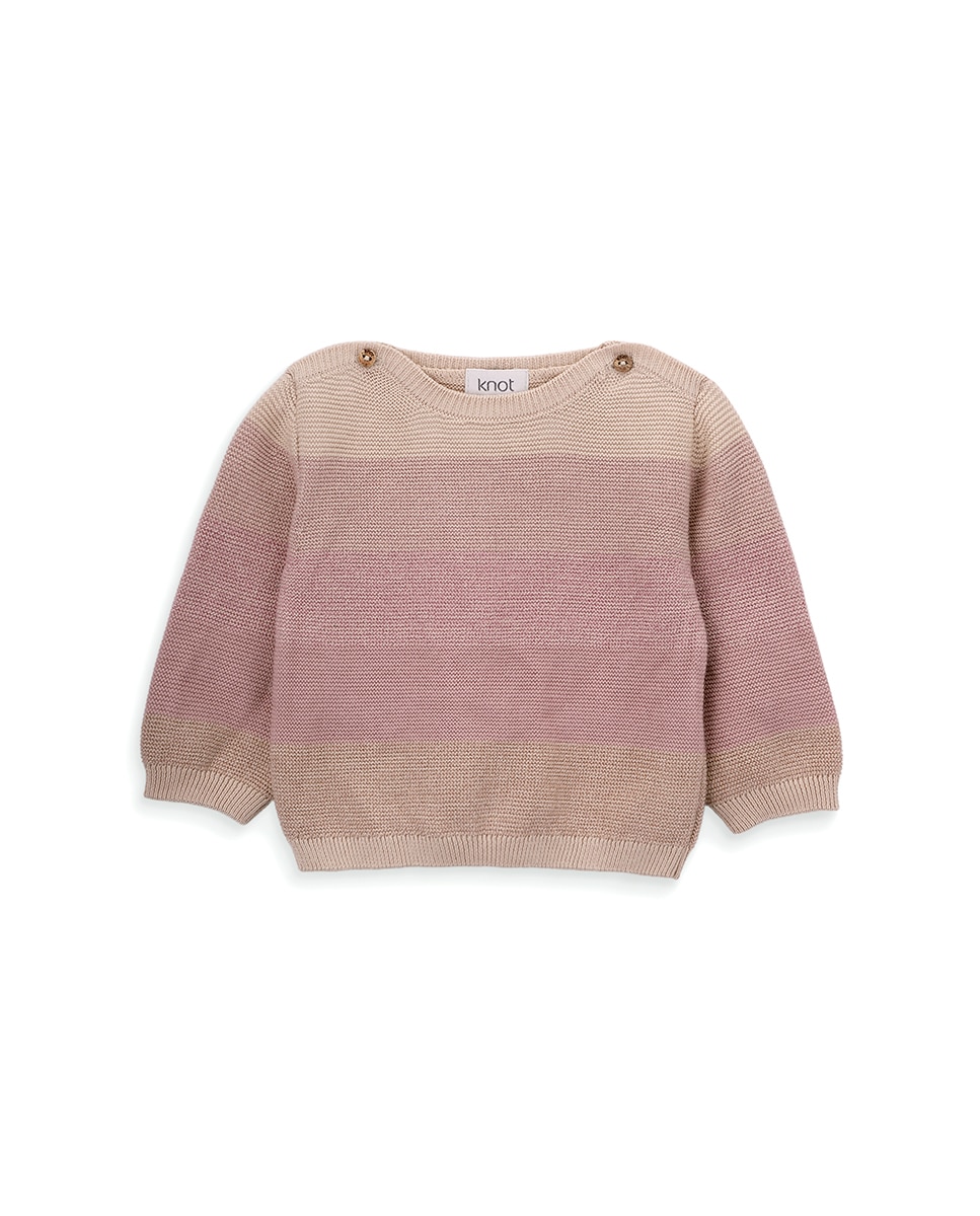 Camisola de Malha de Bebé Menina com Riscas KNOT Rosa-1
