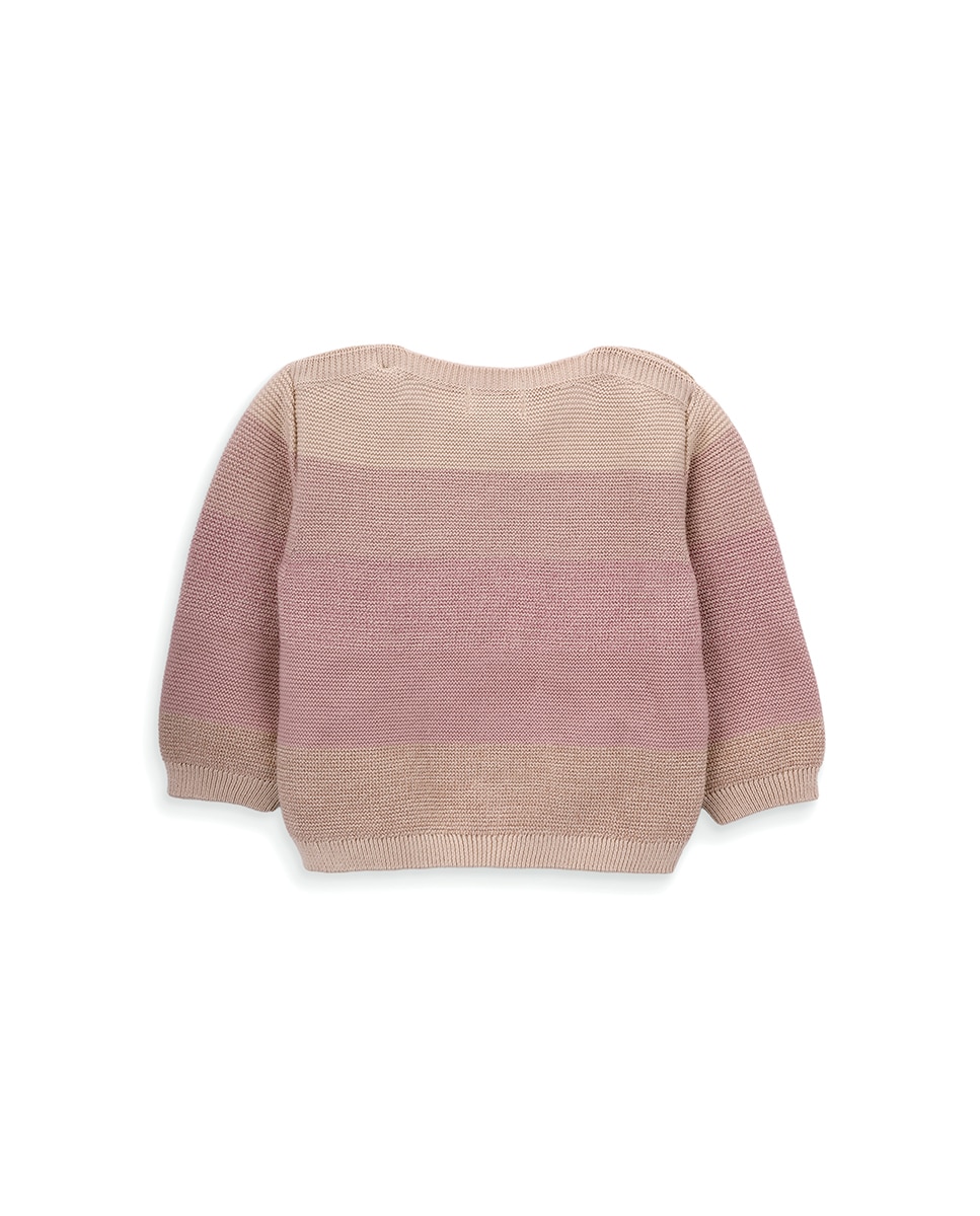 Camisola de Malha de Bebé Menina com Riscas KNOT Rosa-3