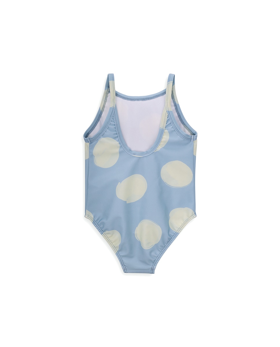 Fato de Banho de Menina com Estampado e Folhos KNOT Azul-claro-3