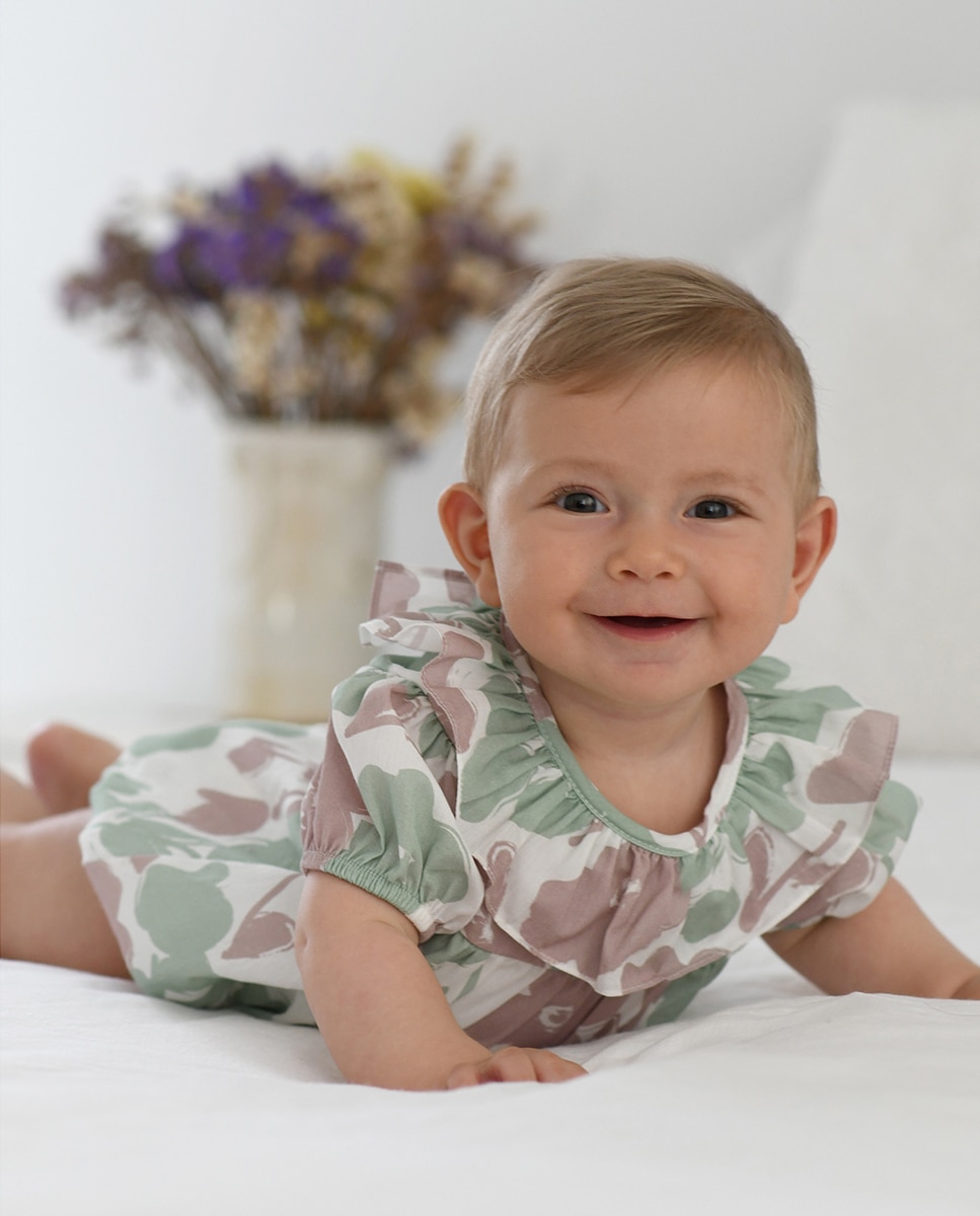 Fofo de Bebé Menina em Algodão com Estampado de Flores KNOT Multicolor-4