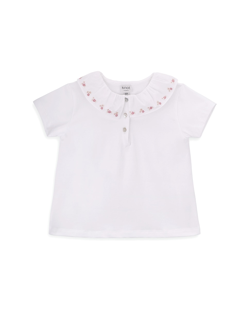 Imagem 0 de Polo de Menina em Algodão Orgânico com Gola Bordada