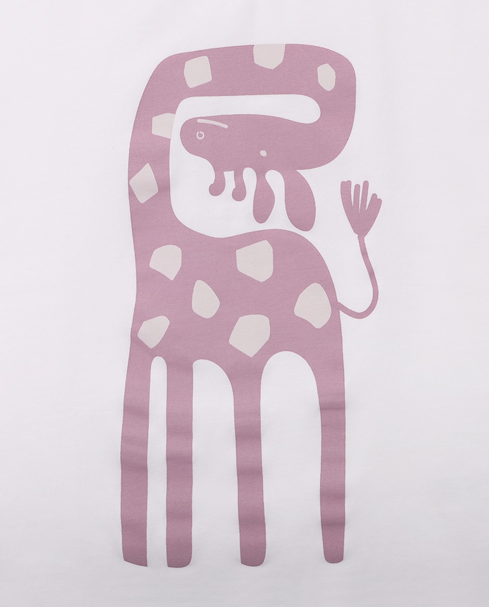 T-Shirt de Menina em Algodão com Desenho Frontal KNOT Branco-2