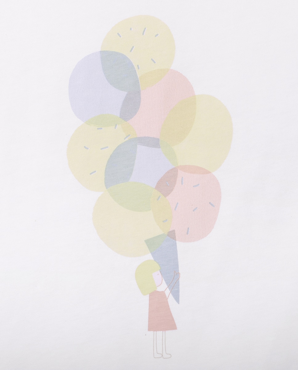 T-Shirt de Menina em Algodão com Desenho Frontal KNOT Branco-2