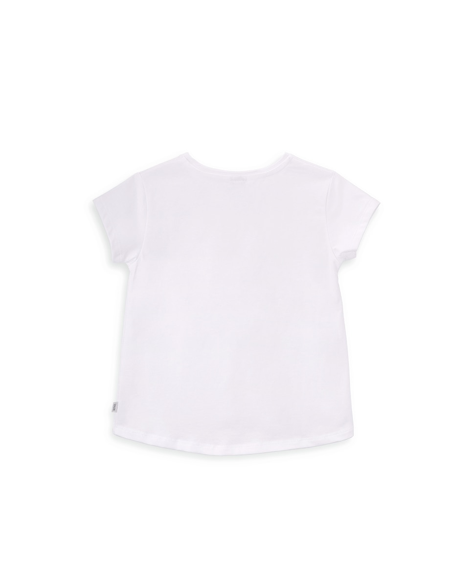 T-Shirt de Menina em Algodão com Desenho Frontal KNOT Branco-3
