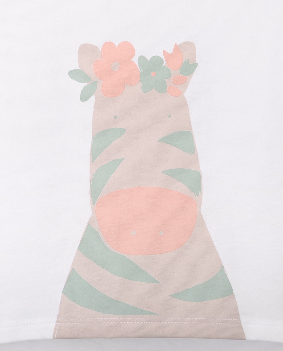 T-Shirt de Menina em Algodão com Desenho Frontal KNOT Branco-2