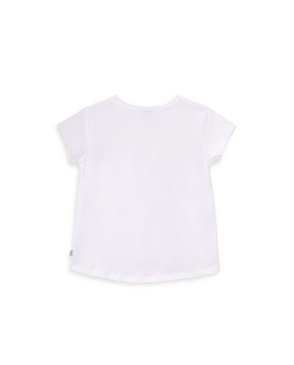 T-Shirt de Menina em Algodão com Desenho Frontal KNOT Branco-3