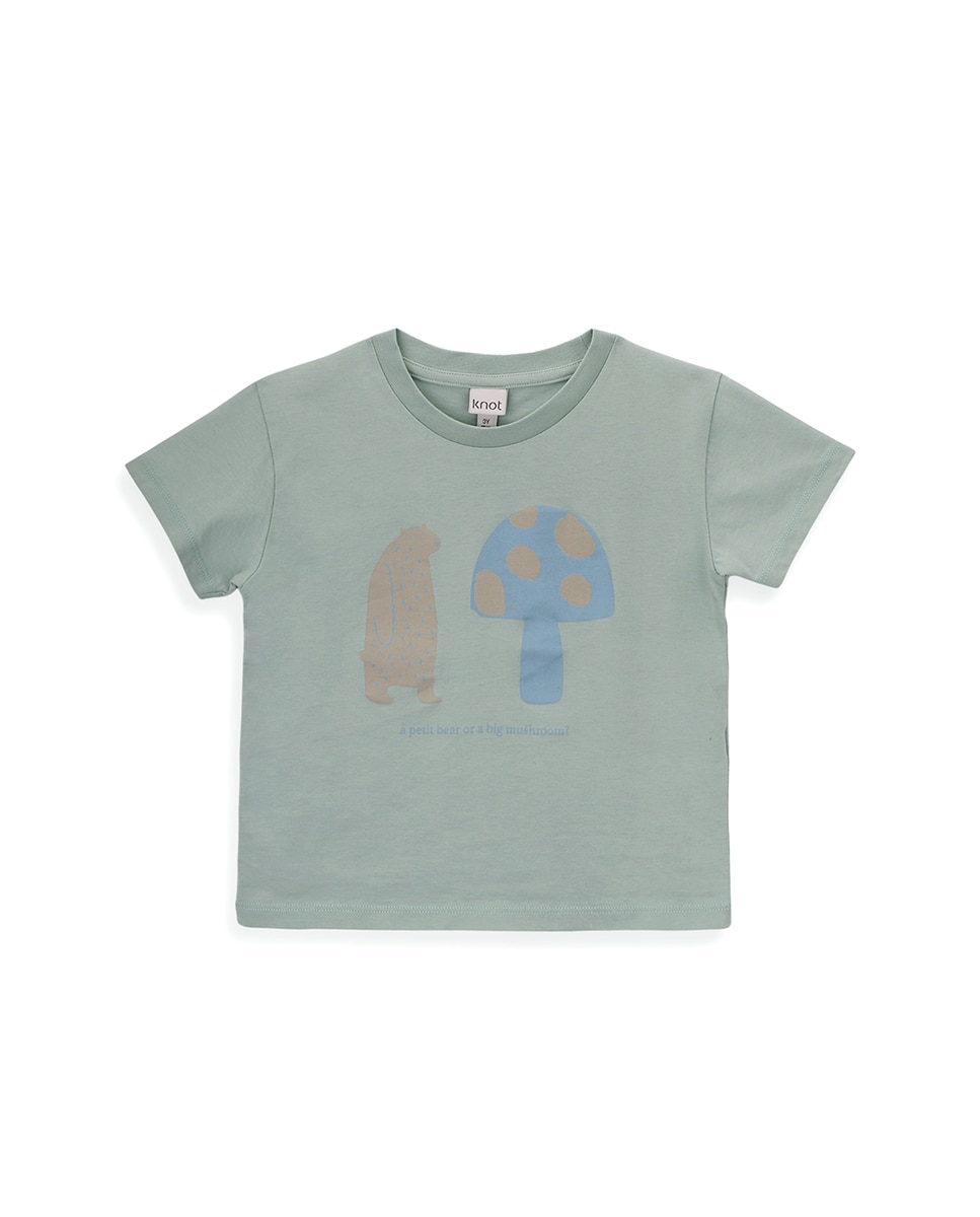 T-Shirt de Menino em Algodão com Desenho Frontal KNOT Verde-1