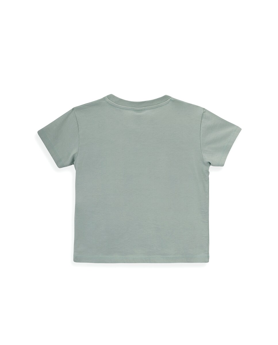 T-Shirt de Menino em Algodão com Desenho Frontal KNOT Verde-3
