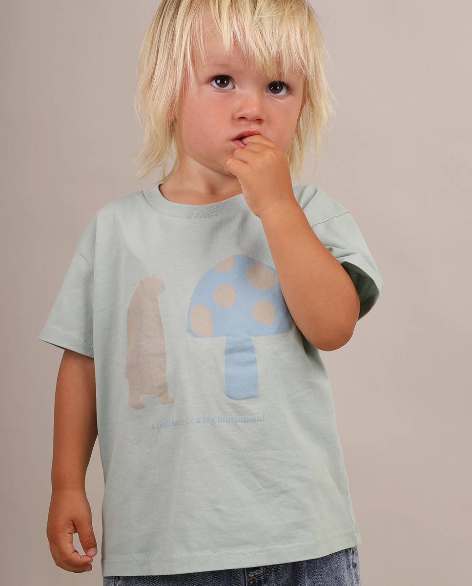 T-Shirt de Menino em Algodão com Desenho Frontal KNOT Verde-4