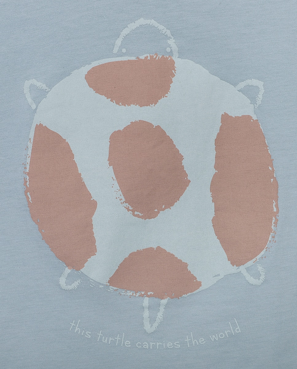 T-Shirt de Menino em Algodão com Desenho Frontal KNOT Azul-2