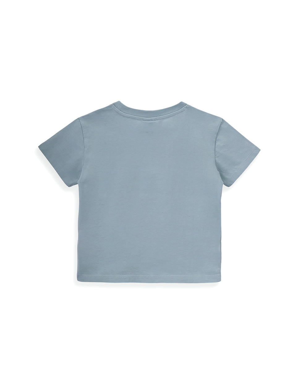 T-Shirt de Menino em Algodão com Desenho Frontal KNOT Azul-3
