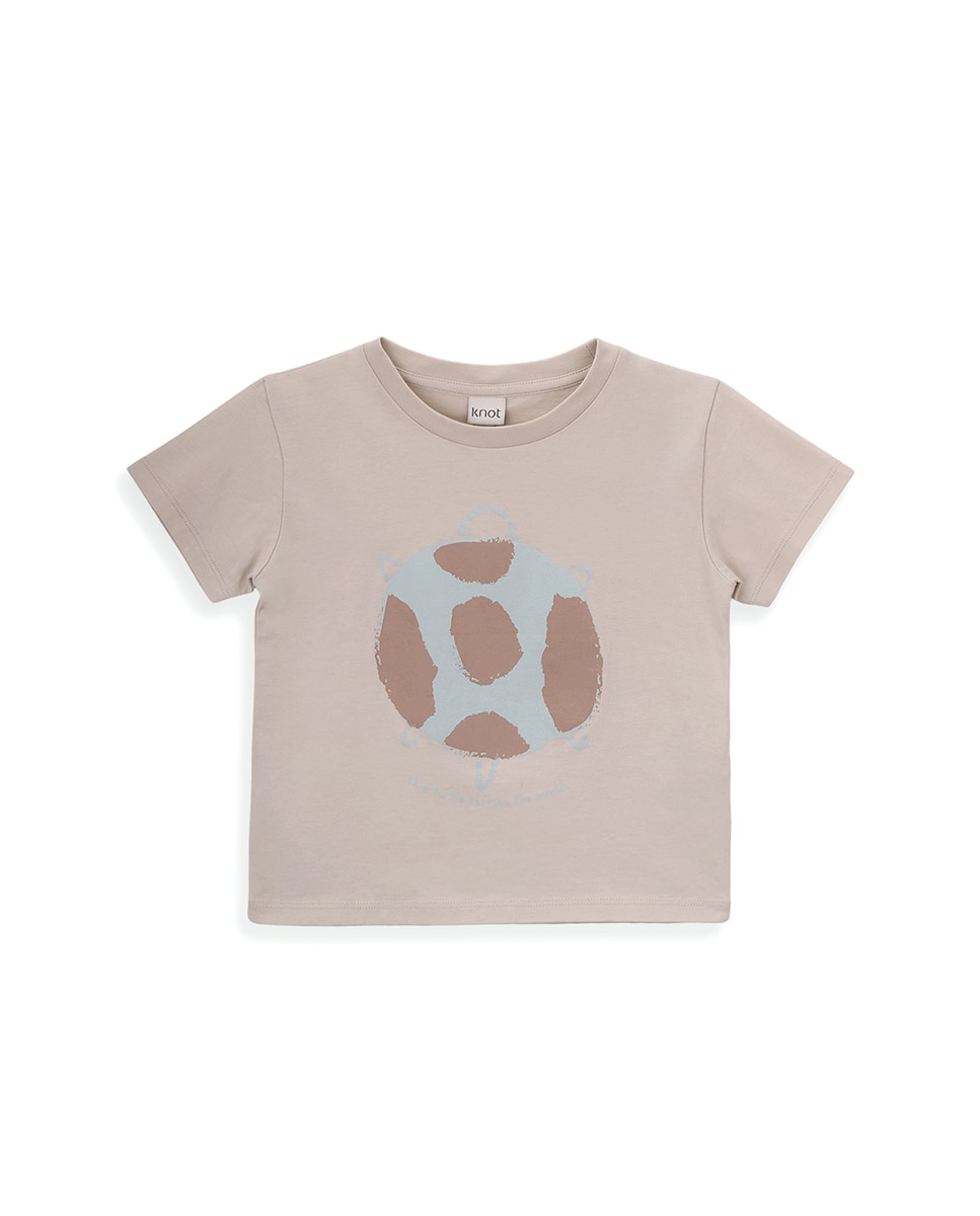 T-Shirt de Menino em Algodão com Desenho Frontal KNOT Cinzento-claro-1