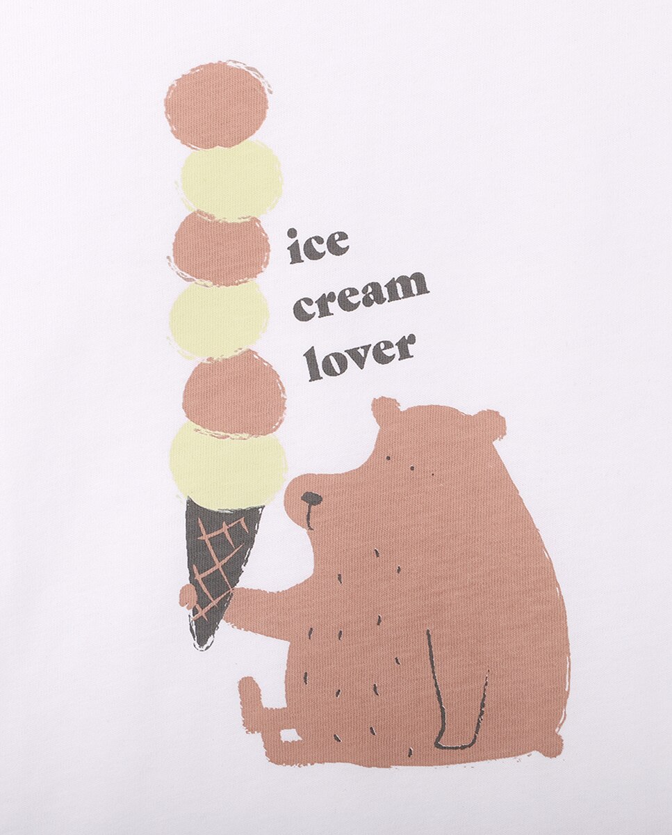 T-Shirt de Menino em Algodão com Desenho Frontal KNOT Branco-2