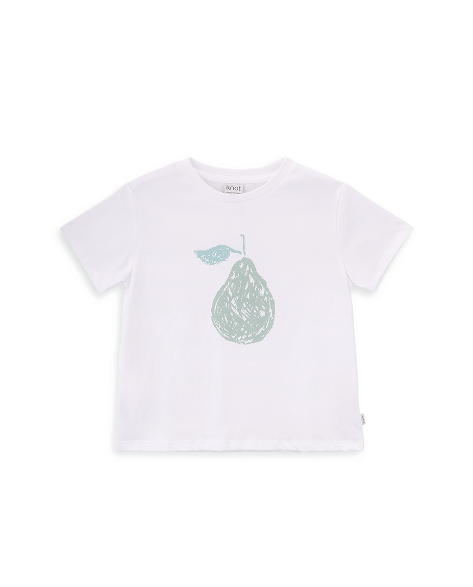 T-Shirt de Menino em Algodão com Desenho Frontal KNOT Branco-1