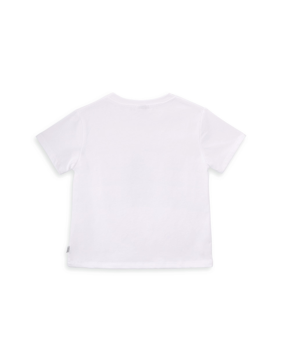 T-Shirt de Menino em Algodão com Desenho Frontal KNOT Branco-3