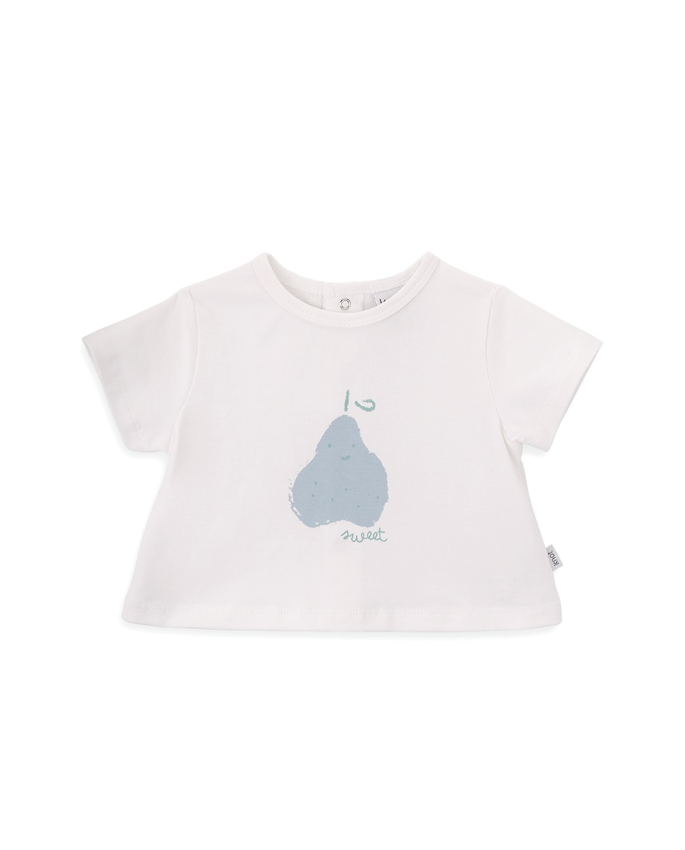 T-Shirt de Bebé Menino em Algodão Orgânico com Desenho Frontal KNOT Branco-1