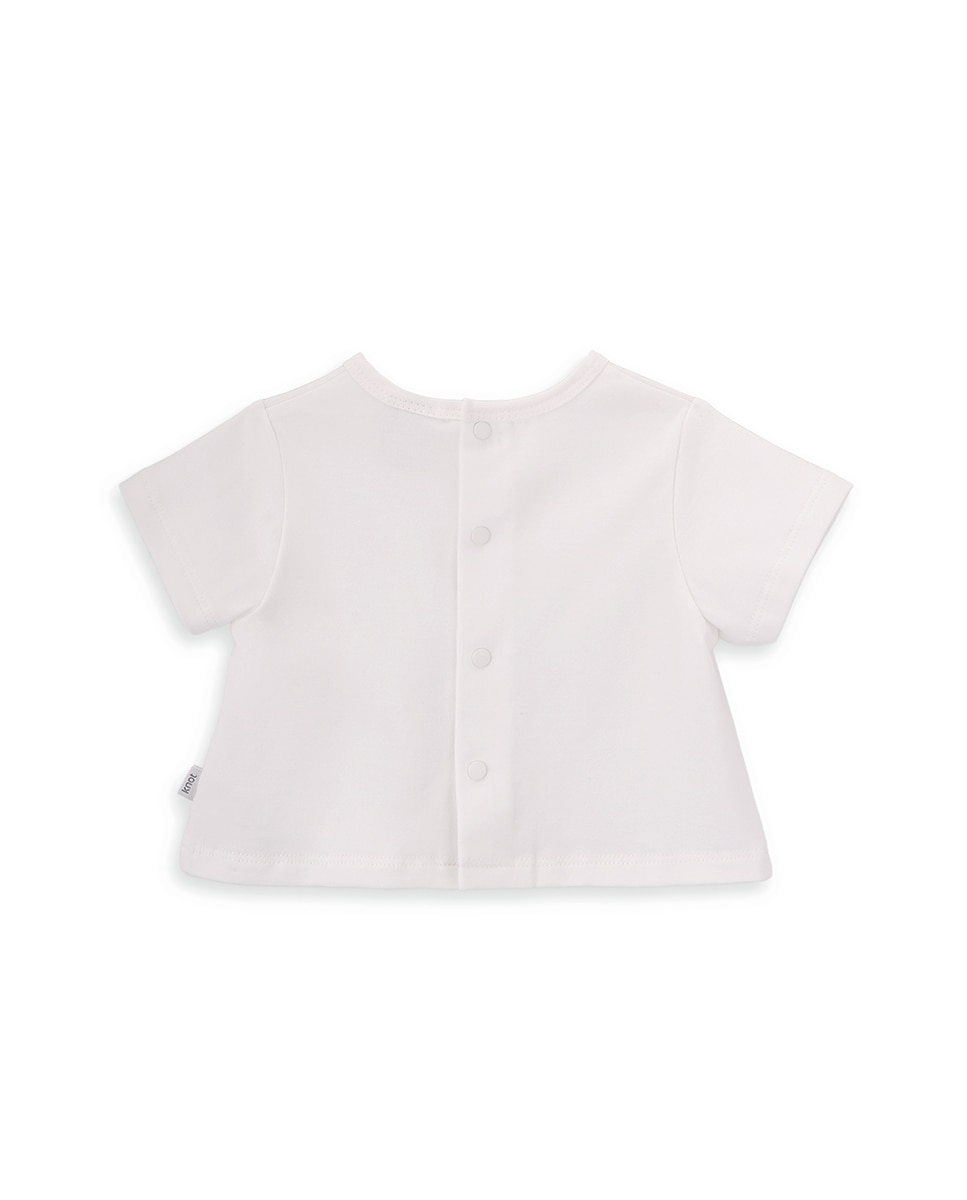 T-Shirt de Bebé Menino em Algodão Orgânico com Desenho Frontal KNOT Branco-3