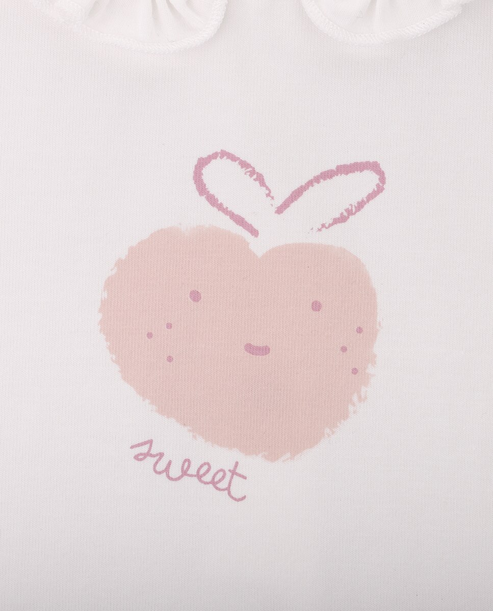 T-Shirt de Bebé Menina em Algodão Orgânico com Desenho Frontal KNOT Branco-2