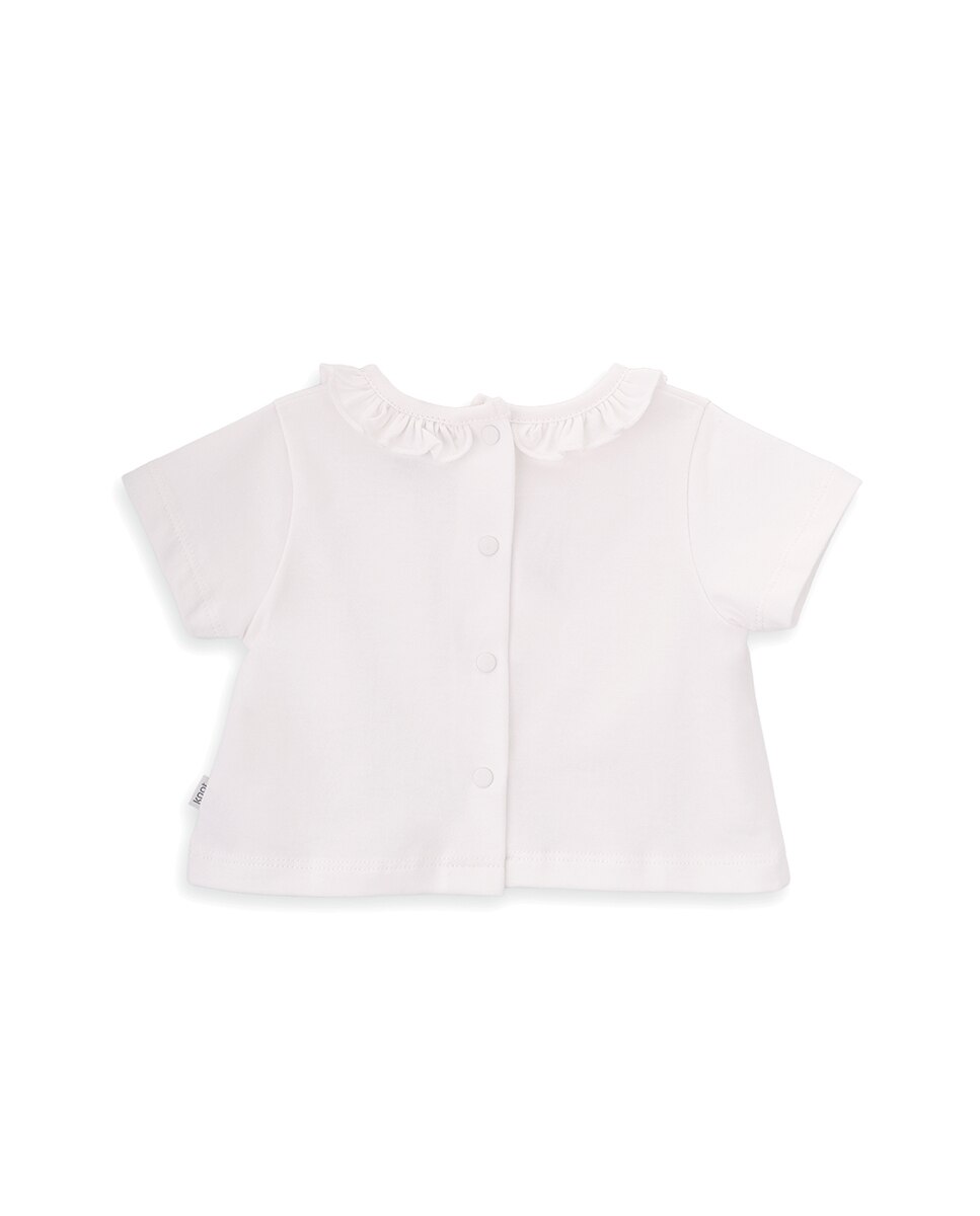 T-Shirt de Bebé Menina em Algodão Orgânico com Desenho Frontal KNOT Branco-3